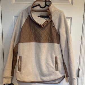 Abercrombie & Fitch Cream and Brown Quilted Pullover